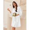 image:imageEkouaer Womens Silk Robe Set V Neck 2 Piece Satin Bathrobes 34 Sleeves Bridal Sleepwear Sexy Cami NightgownWhite