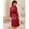 image:imageEkouaer Womens Silk Robe Set V Neck 2 Piece Satin Bathrobes 34 Sleeves Bridal Sleepwear Sexy Cami NightgownWine Red