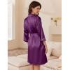 image:imageEkouaer Womens Silk Robe Set V Neck 2 Piece Satin Bathrobes 34 Sleeves Bridal Sleepwear Sexy Cami NightgownWineberry