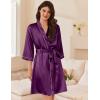 image:imageEkouaer Womens Silk Robe Set V Neck 2 Piece Satin Bathrobes 34 Sleeves Bridal Sleepwear Sexy Cami NightgownWineberry