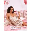 image:imageEkouaer Womens Silk Robe Set Vneck 2 Piece Bridal Party Robes and Satin Bathrobe Set with PocketsChampagne
