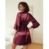 image:imageEkouaer Womens Silk Robe Set Vneck 2 Piece Bridal Party Robes and Satin Bathrobe Set with PocketsDark Red