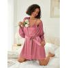 image:imageEkouaer Womens Silk Robe Set Vneck 2 Piece Bridal Party Robes and Satin Bathrobe Set with PocketsGray Purple
