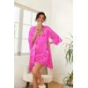 image:imageEkouaer Womens Silk Robe Set Vneck 2 Piece Bridal Party Robes and Satin Bathrobe Set with PocketsHot Pink Leopard