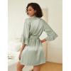 image:imageEkouaer Womens Silk Robe Set Vneck 2 Piece Bridal Party Robes and Satin Bathrobe Set with PocketsLight Green