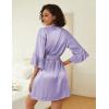 image:imageEkouaer Womens Silk Robe Set Vneck 2 Piece Bridal Party Robes and Satin Bathrobe Set with PocketsLight Purple
