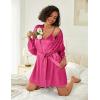 image:imageEkouaer Womens Silk Robe Set Vneck 2 Piece Bridal Party Robes and Satin Bathrobe Set with PocketsRose