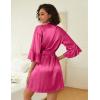 image:imageEkouaer Womens Silk Robe Set Vneck 2 Piece Bridal Party Robes and Satin Bathrobe Set with PocketsRose