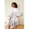 image:imageEkouaer Womens Silk Robe Set Vneck 2 Piece Bridal Party Robes and Satin Bathrobe Set with PocketsWhite Floral