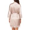 image:imageEkouaer Womens Silk Robe Short Lace Trim Satin Robe 34 Sleeve Sexy Kimono Bride Bathrobe Comfy Sleepwear with PocketsChampagne