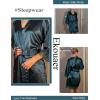 image:imageEkouaer Womens Silk Robe Short Lace Trim Satin Robe 34 Sleeve Sexy Kimono Bride Bathrobe Comfy Sleepwear with PocketsDark Green