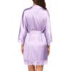 image:imageEkouaer Womens Silk Robe Short Lace Trim Satin Robe 34 Sleeve Sexy Kimono Bride Bathrobe Comfy Sleepwear with PocketsLavender