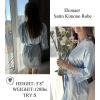 image:imageEkouaer Womens Silk Robe Short Lace Trim Satin Robe 34 Sleeve Sexy Kimono Bride Bathrobe Comfy Sleepwear with PocketsLight Blue