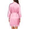 image:imageEkouaer Womens Silk Robe Short Lace Trim Satin Robe 34 Sleeve Sexy Kimono Bride Bathrobe Comfy Sleepwear with PocketsPeach Pink