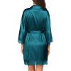 image:imageEkouaer Womens Silk Robe Short Lace Trim Satin Robe 34 Sleeve Sexy Kimono Bride Bathrobe Comfy Sleepwear with PocketsPeacock Blue