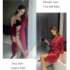 image:imageEkouaer Womens Silk Robe Short Lace Trim Satin Robe 34 Sleeve Sexy Kimono Bride Bathrobe Comfy Sleepwear with PocketsWine Red