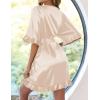 image:imageEkouaer Womens Silk Ruffle Robe Short Satin Kimono Robe Half Sleeve Bathrobe Bridesmaid Wedding Party Dressing GownChampagne