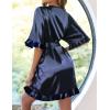 image:imageEkouaer Womens Silk Ruffle Robe Short Satin Kimono Robe Half Sleeve Bathrobe Bridesmaid Wedding Party Dressing GownNavy Blue