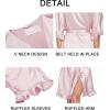 image:imageEkouaer Womens Silk Ruffle Robe Short Satin Kimono Robe Half Sleeve Bathrobe Bridesmaid Wedding Party Dressing GownPure White