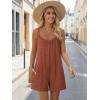 image:imageEkouaer Womens Summer Casual Rompers 2026 Loose Sleeveless Overalls Adjustable Shorts Jumpsuits with Pockets OutfitsCaramel Brown