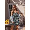 image:imageEkouaer Womens Summer Casual Sleeveless Rompers 2026 Floral Loose Shorts Overalls Adjustable Boho Jumpsuits with PocketsBlack Leaves Print