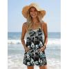 image:imageEkouaer Womens Summer Casual Sleeveless Rompers 2026 Floral Loose Shorts Overalls Adjustable Boho Jumpsuits with PocketsBlack Leaves Print