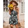 image:imageEkouaer Womens Summer Casual Sleeveless Rompers 2026 Floral Loose Shorts Overalls Adjustable Boho Jumpsuits with PocketsBlack Leaves Print