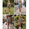 image:imageEkouaer Womens Summer Casual Sleeveless Rompers 2026 Floral Loose Shorts Overalls Adjustable Boho Jumpsuits with PocketsBlue Leaves Floral
