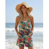 image:imageEkouaer Womens Summer Casual Sleeveless Rompers 2026 Floral Loose Shorts Overalls Adjustable Boho Jumpsuits with PocketsBlue Leaves Floral