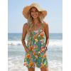 image:imageEkouaer Womens Summer Casual Sleeveless Rompers 2026 Floral Loose Shorts Overalls Adjustable Boho Jumpsuits with PocketsGreen Leaves Floral