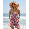image:imageEkouaer Womens Summer Casual Sleeveless Rompers 2026 Floral Loose Shorts Overalls Adjustable Boho Jumpsuits with PocketsRose Red Floral