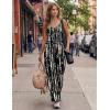 image:imageEkouaer Womens Summer Jumpsuits Dressy Sleeveless Wide Leg Long Pants Rompers Casual One Piece Outfits with PocketsBlack White Tie Dye