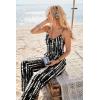 image:imageEkouaer Womens Summer Jumpsuits Dressy Sleeveless Wide Leg Long Pants Rompers Casual One Piece Outfits with PocketsBlack White Tie Dye