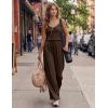 image:imageEkouaer Womens Summer Jumpsuits Dressy Sleeveless Wide Leg Long Pants Rompers Casual One Piece Outfits with PocketsBrown