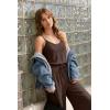 image:imageEkouaer Womens Summer Jumpsuits Dressy Sleeveless Wide Leg Long Pants Rompers Casual One Piece Outfits with PocketsBrown