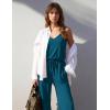 image:imageEkouaer Womens Summer Jumpsuits Dressy Sleeveless Wide Leg Long Pants Rompers Casual One Piece Outfits with PocketsDark Blue
