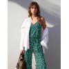 image:imageEkouaer Womens Summer Jumpsuits Dressy Sleeveless Wide Leg Long Pants Rompers Casual One Piece Outfits with PocketsGreen Floral