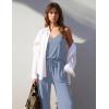 image:imageEkouaer Womens Summer Jumpsuits Dressy Sleeveless Wide Leg Long Pants Rompers Casual One Piece Outfits with PocketsGrey Blue