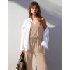 image:imageEkouaer Womens Summer Jumpsuits Dressy Sleeveless Wide Leg Long Pants Rompers Casual One Piece Outfits with PocketsKhaki