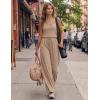 image:imageEkouaer Womens Summer Jumpsuits Dressy Sleeveless Wide Leg Long Pants Rompers Casual One Piece Outfits with PocketsKhaki