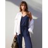 image:imageEkouaer Womens Summer Jumpsuits Dressy Sleeveless Wide Leg Long Pants Rompers Casual One Piece Outfits with PocketsNavy Blue
