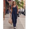 image:imageEkouaer Womens Summer Jumpsuits Dressy Sleeveless Wide Leg Long Pants Rompers Casual One Piece Outfits with PocketsNavy Blue
