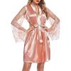 image:imageEouaer Womens Satin Kimono Robe for Bridesmaid and Bride Wedding Party Getting Ready Short RobeApink