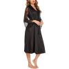 image:imageEouaer Womens Satin Kimono Robe for Bridesmaid and Bride Wedding Party Getting Ready Short RobeBlack