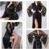 image:imageEouaer Womens Satin Kimono Robe for Bridesmaid and Bride Wedding Party Getting Ready Short RobeBlack