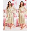 image:imageEouaer Womens Satin Kimono Robe for Bridesmaid and Bride Wedding Party Getting Ready Short RobeChampagne