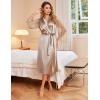 image:imageEouaer Womens Satin Kimono Robe for Bridesmaid and Bride Wedding Party Getting Ready Short RobeDark Khaki