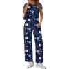 image:imageEkouaer Jumpsuits for Women 2026 Summer Casual Round Neck Pleated Front Womens Rompers With Pockets Vacation OutfitsBlue Floral