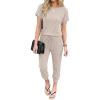 image:imageEkouaer Jumpsuits for Women Dressy Summer Romper Ribbed Knit Casual Travel Outfits 2026 Vacation Beach ClothesKhaki