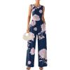 image:imageEkouaer Jumpsuits for Women One Piece Jumpsuit Wide Leg Sleeveless Crewneck Casual Womens Romper Jumpers With Pockets 2026Pink Floral Navy